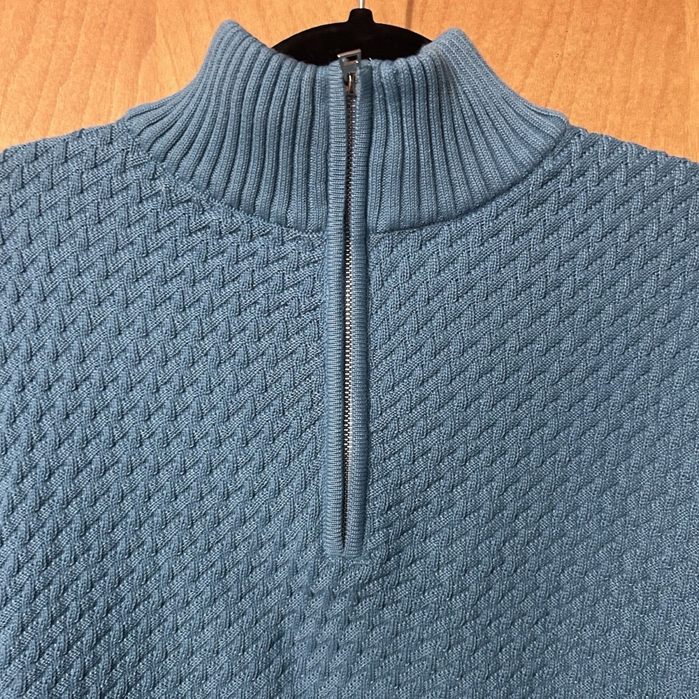 Sweater‎ Mens Extra Large Blue Quarter 1/4 Zip Classic Fit Pullover XL - Picture 3 of 5